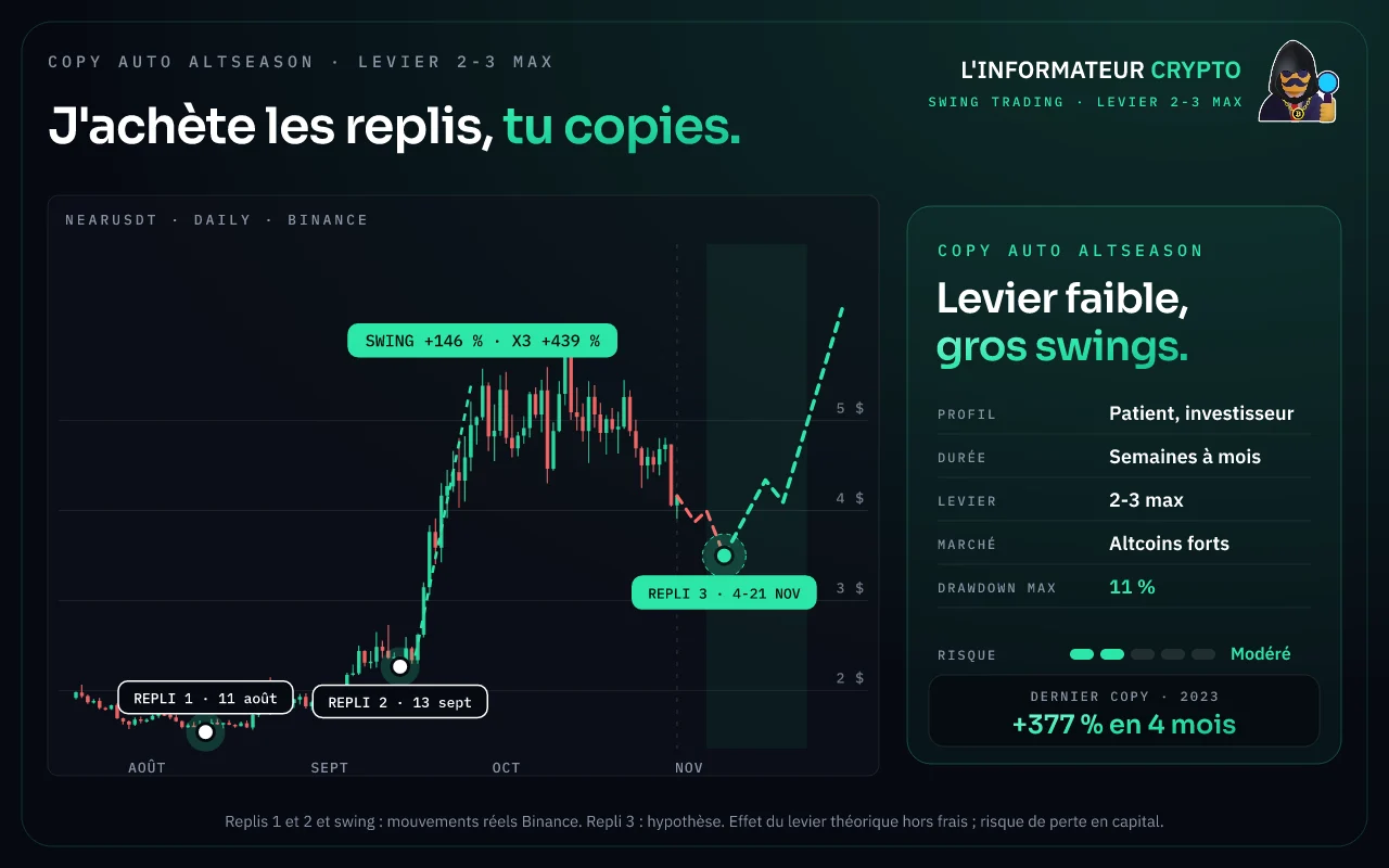 Copy auto Swing : replis achetés sur NEAR, levier faible